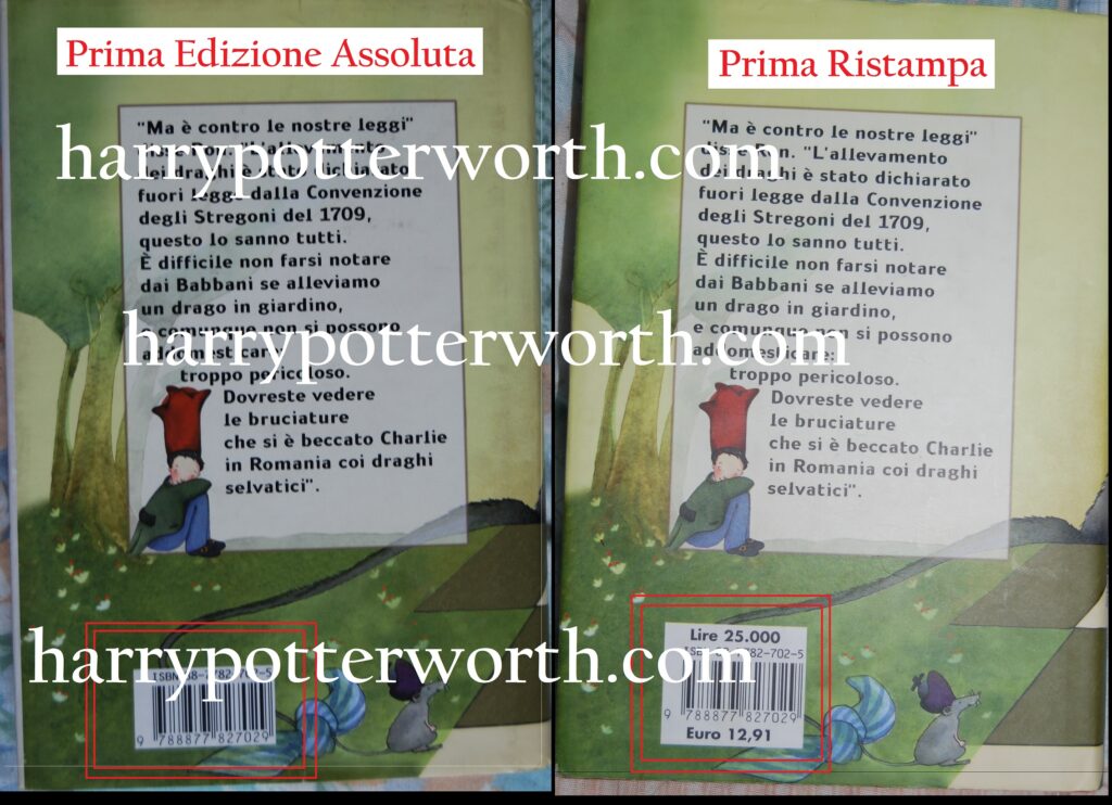 Libro Harry Potter e La Pietra Filosofale Confronto Prima Edizione Ristampe Salani 1998 - Seconda Versione Copertina Con Occhiali